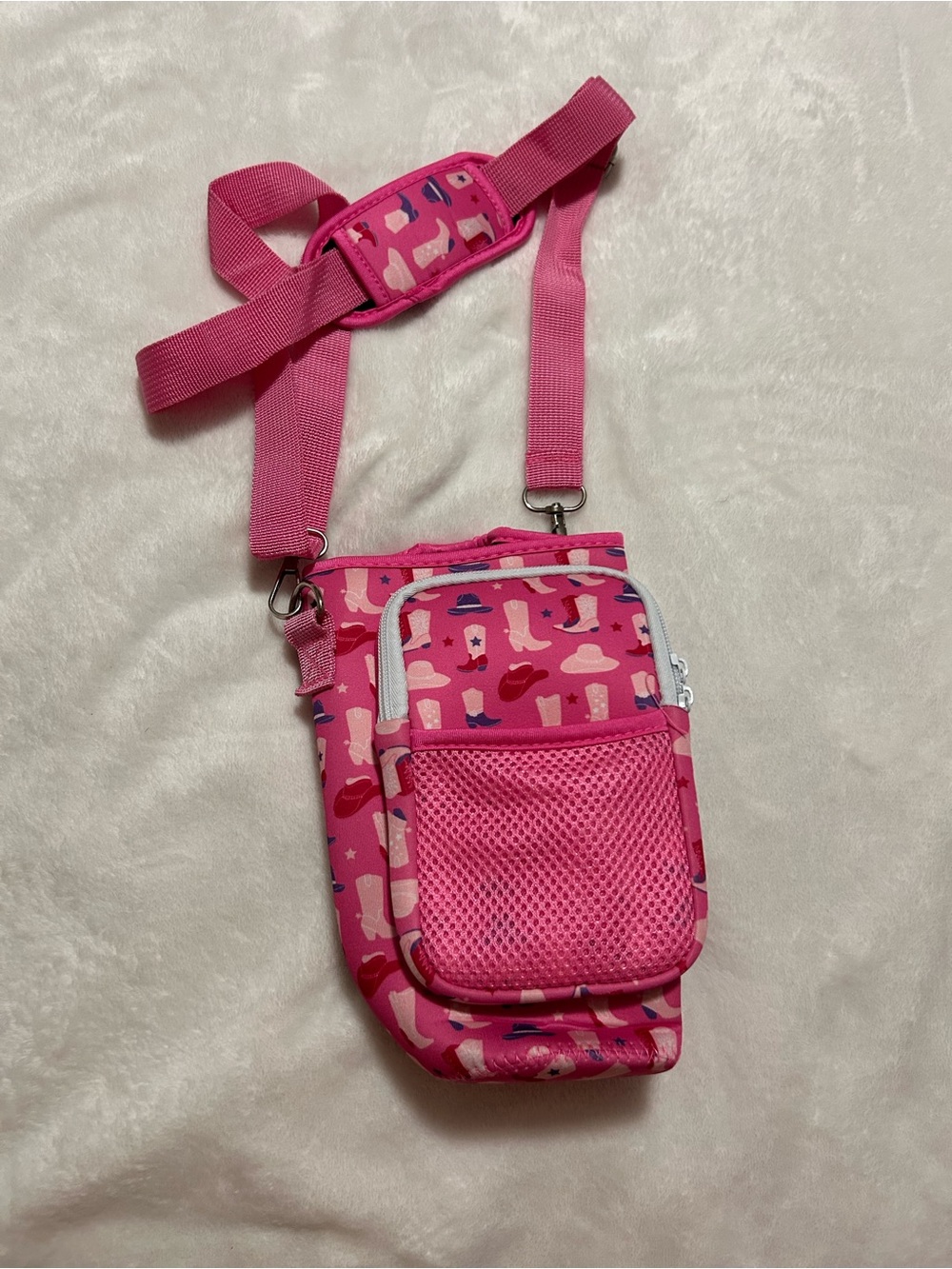 Pink Patterned Crossbody Phone Bag for Women